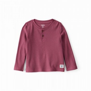 Long-Sleeve Henley Thermal Knit Tee