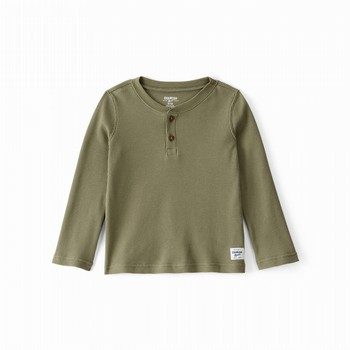 Long-Sleeve Henley Thermal Knit Tee