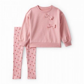 2-Piece Cherry Bow French Terry Sweatshirt & Pant Set