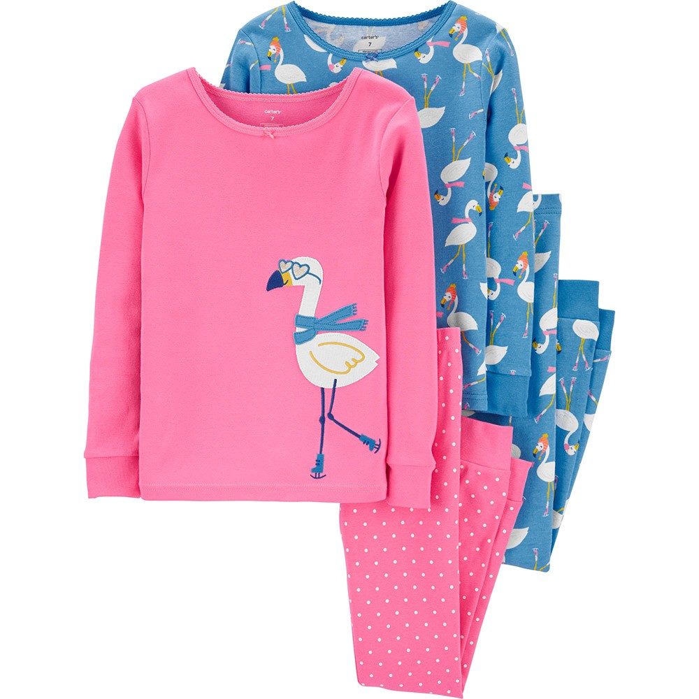 Carters - 4pc-Set - Bird Print Snug Fit Cotton Pyjama