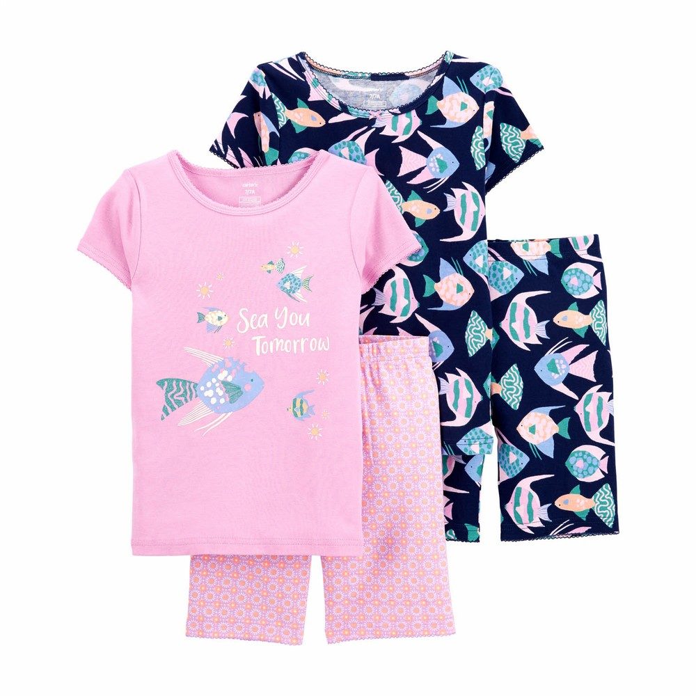 Carter's 4-Piece Fish Snug Fit Cotton PJs | Girl