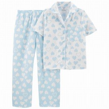 2-Piece Hearts Loose Fit Coat-Style Polyester PJs