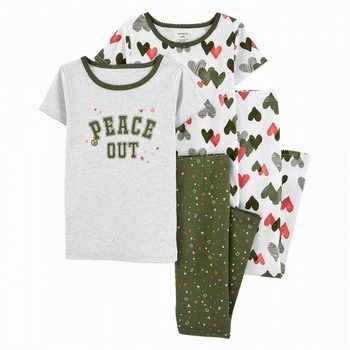 4-Piece Peace Out Hearts Cotton PJ's