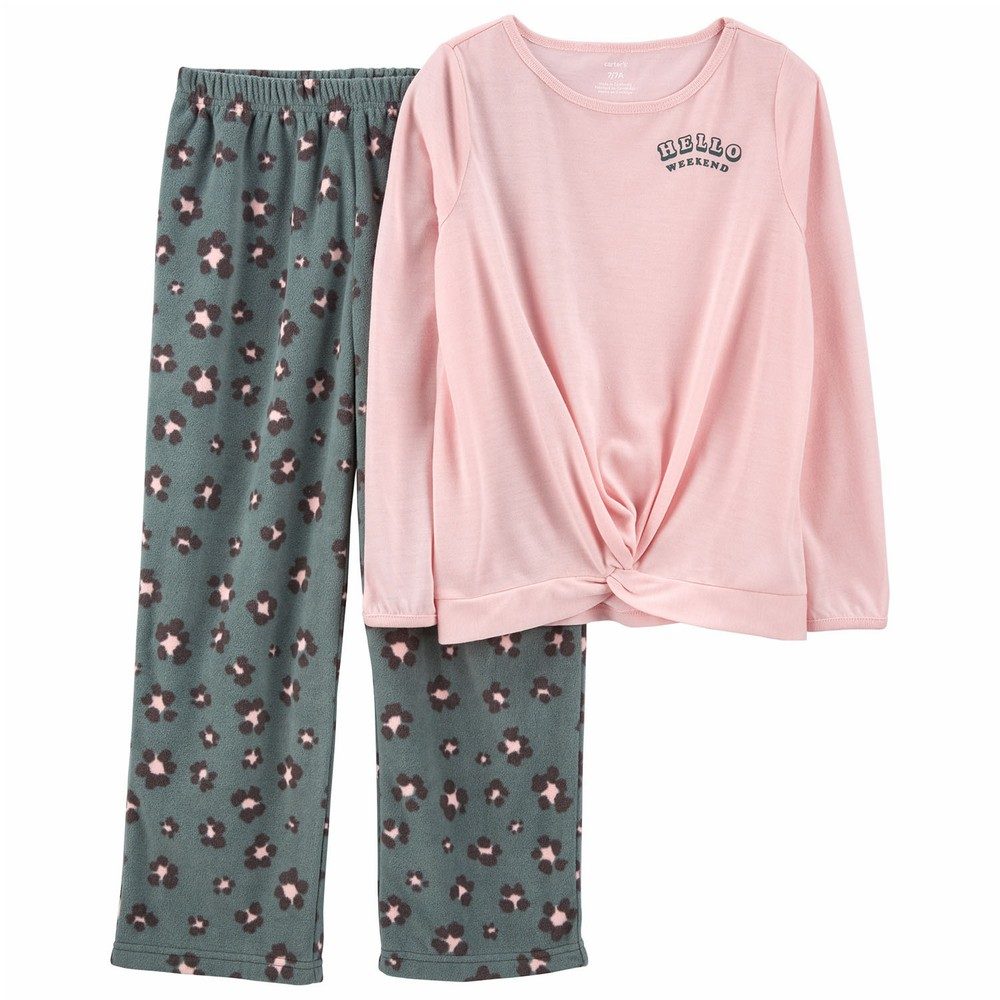 Carter's 2-Piece Leopard Loose Fit Poly & Fleece PJs | Girl