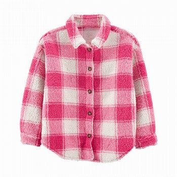 Plaid Button-Front Sherpa Jacket