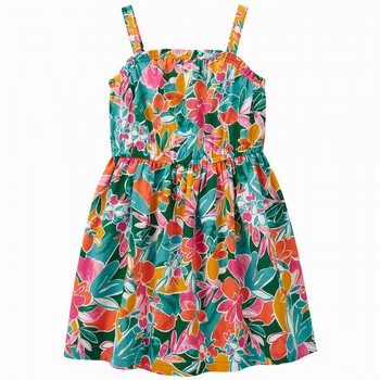 Tropical Floral Print Ruffle Sun Dress