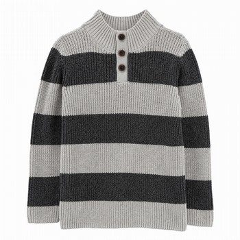 Crewneck Cable Knit Striped Sweater