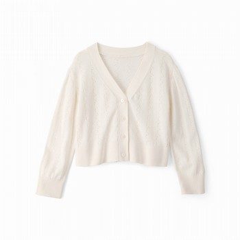 Pointelle Cardigan Sweater - Cream