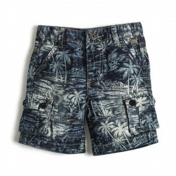 Palm Print Denim Short