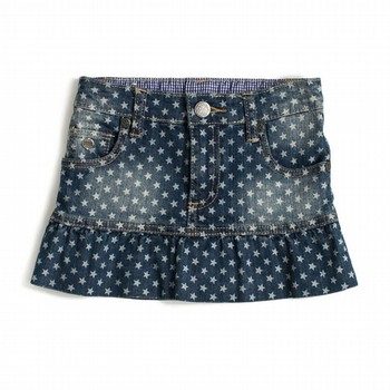 Star Print Denim Skirt